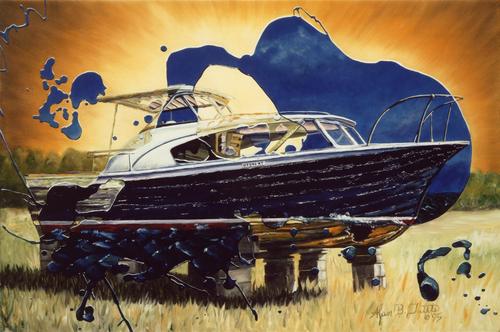 Windows Series, Boat Oil on Canvas